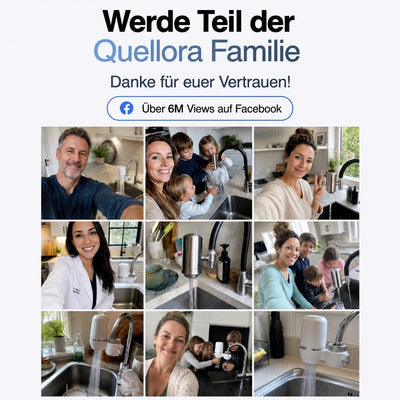 Quellora Wasserfilter Premium - inklusive Gratis Filter, Aufsätze und Zubehör.